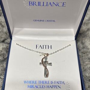 Haus of Brilliance Silver and Rose Gold Cross Necklace